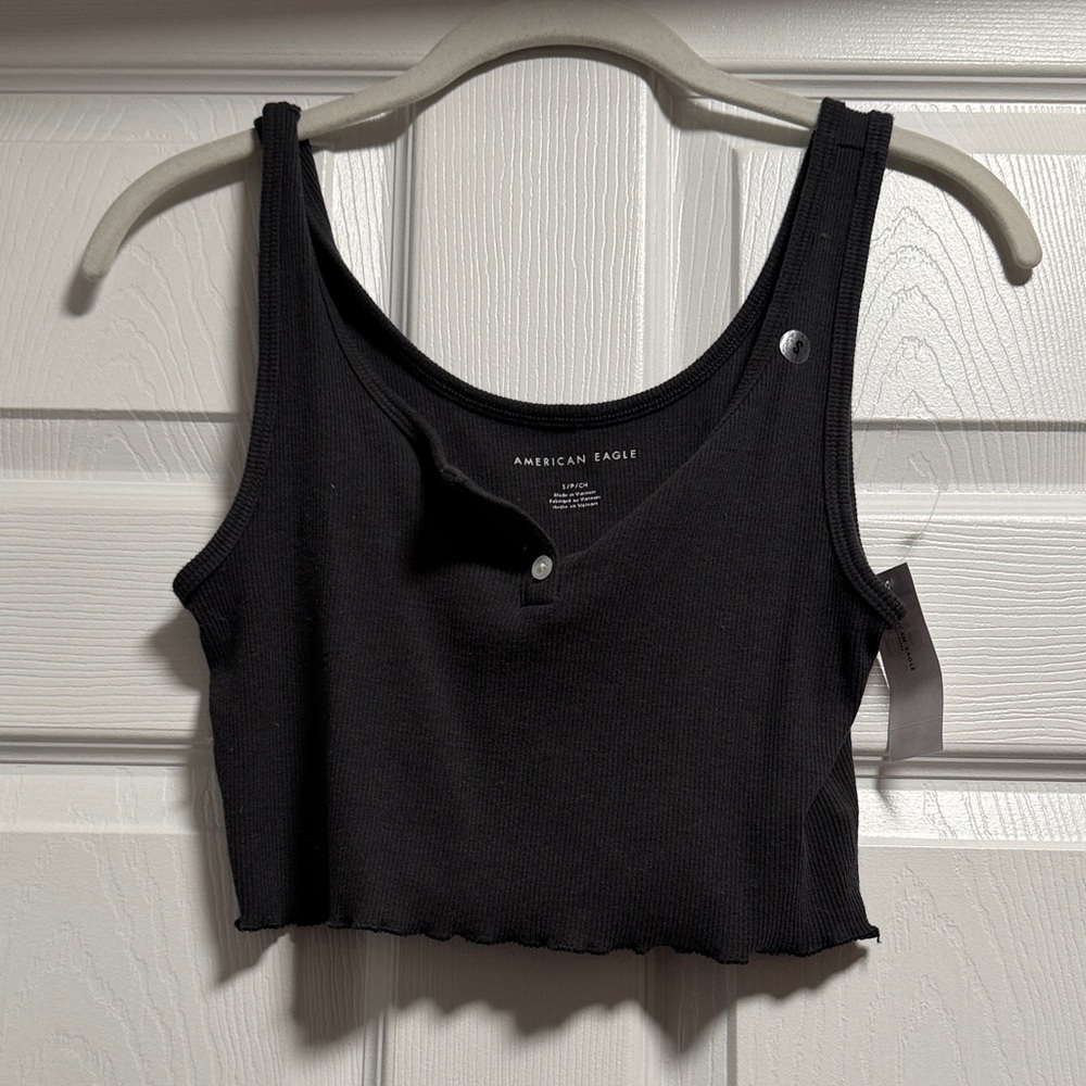 American Eagle Outfitters Black Buttoned Crop Top